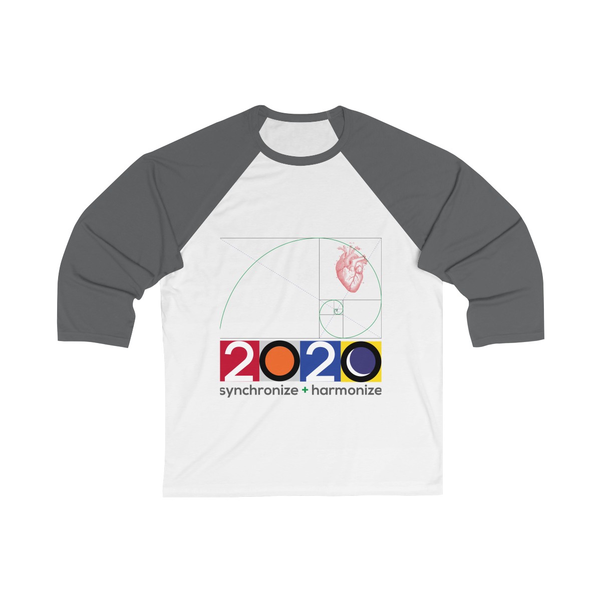 2020 "Synchronize + Harmonize" Edition Unisex 3/4 Sleeve Baseball Tee - Image 2
