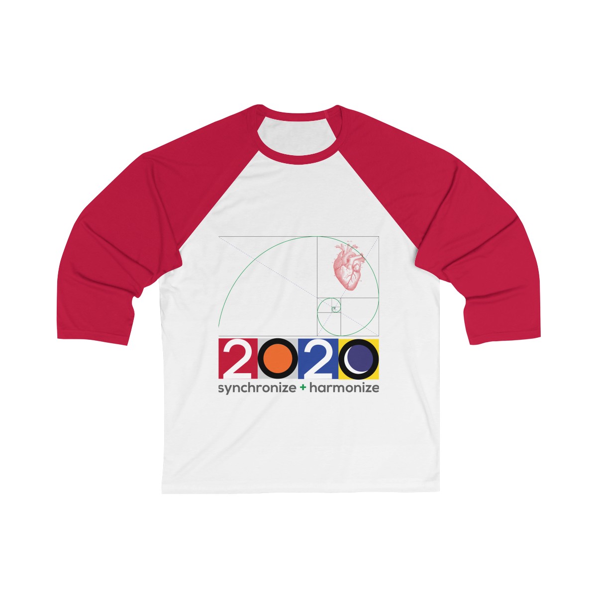2020 "Synchronize + Harmonize" Edition Unisex 3/4 Sleeve Baseball Tee - Image 4